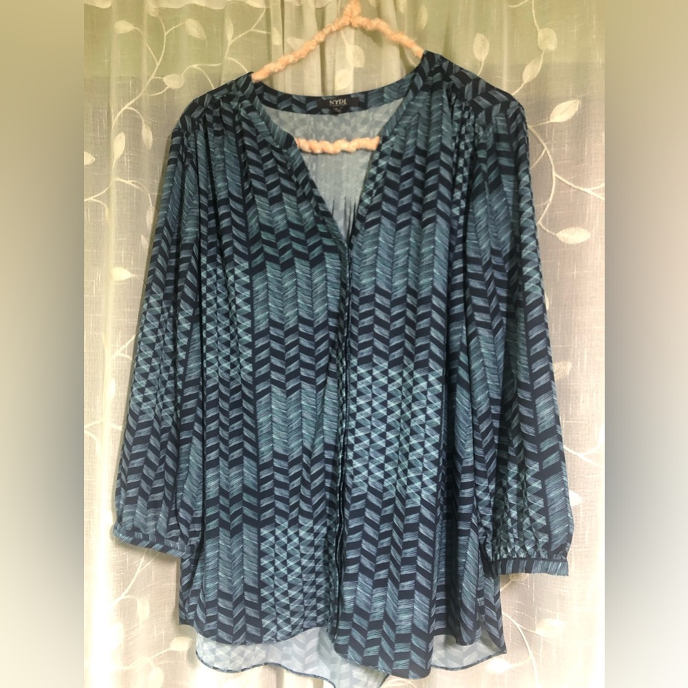 Blue Geometric Patterned NYDJ Shirt
